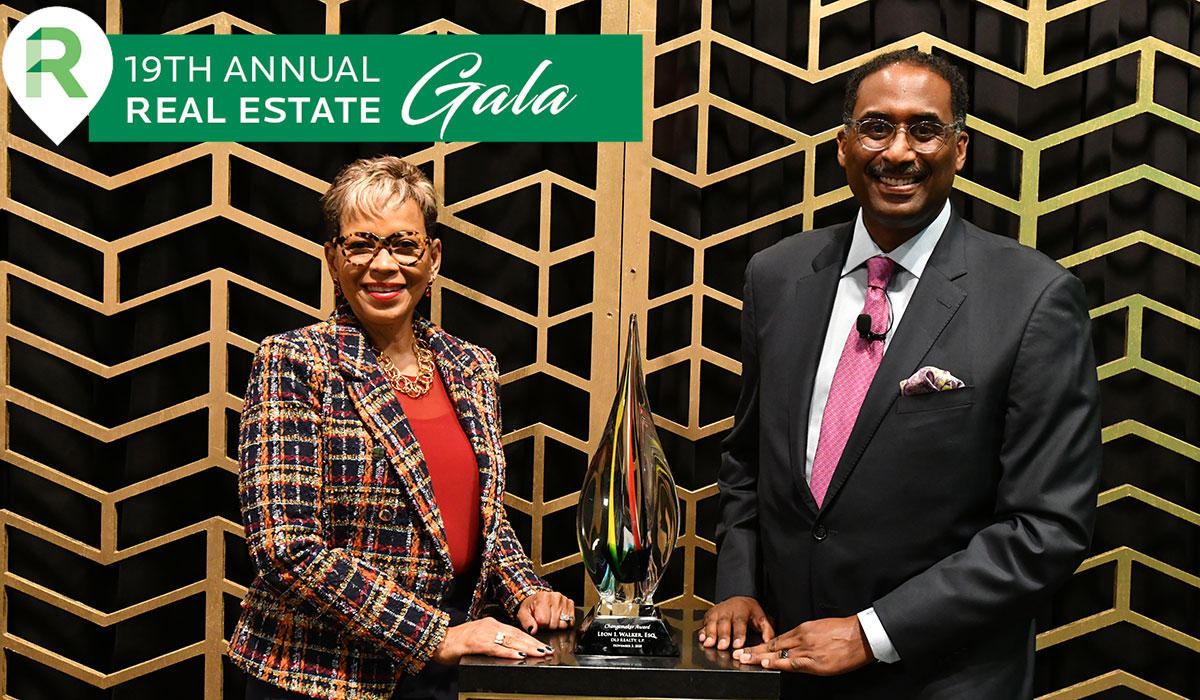 Header image: top - Roosevelt University Marshall Bennett Institute of Real Estate logo - Photo of Collete English Dixon and Leon Walker